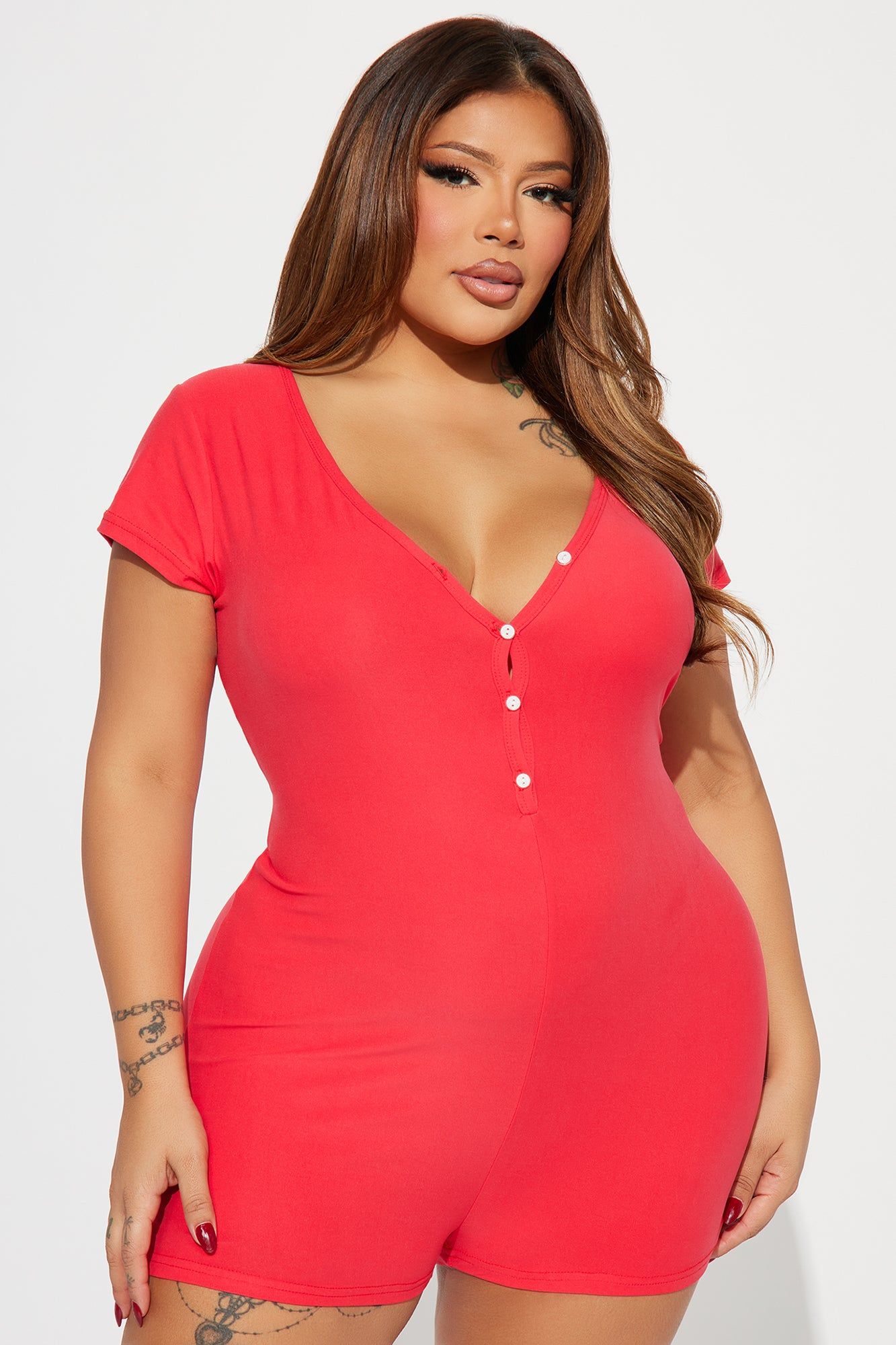 Get Naked PJ Romper Onesie - Red sold by Fashion Nova product image thumbnail 4