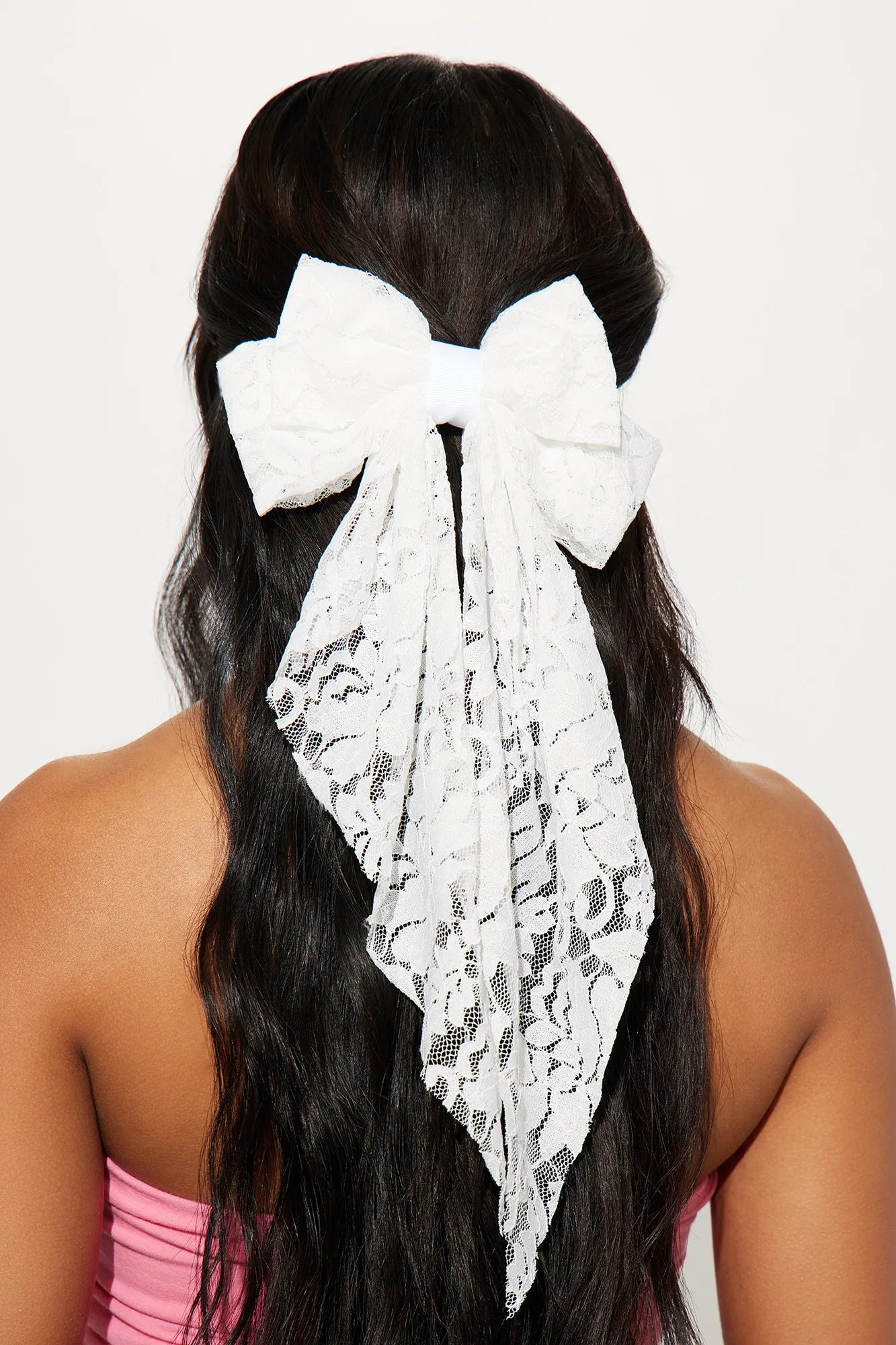 Tea Time Lace Hair Bow - White sold by Fashion Nova