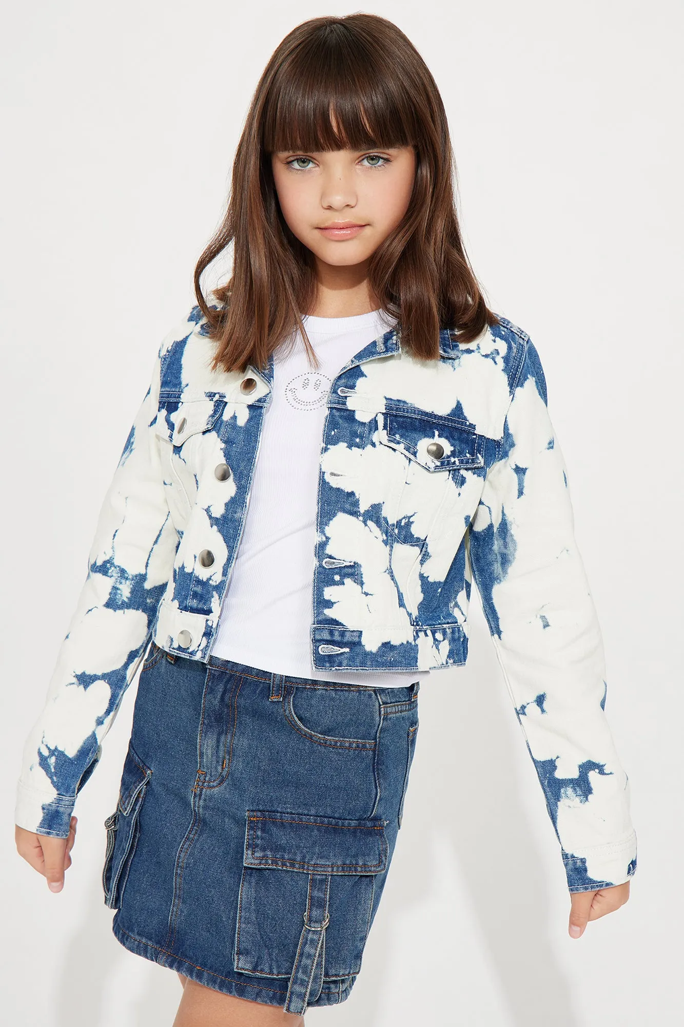 Mini Higher Self Tie Dye Denim Jacket - Blue/combo sold by Fashion Nova