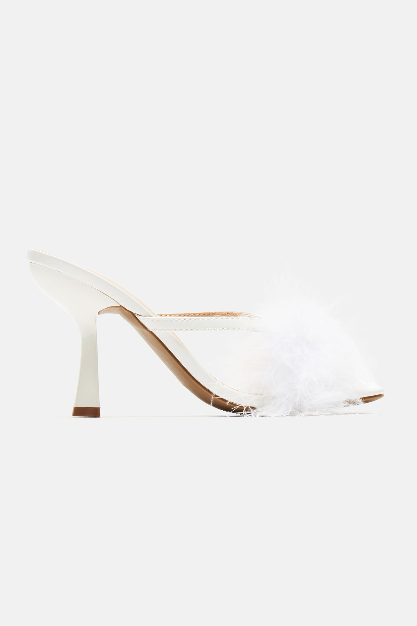 Gwen Feather Heeled Mules - White sold by Fashion Nova product image thumbnail 5