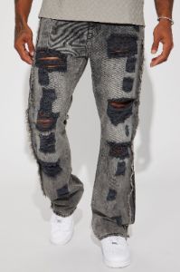 Enduring Dream Slim Stacked Flare Jeans - Grey sold by Fashion Nova