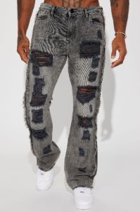 Enduring Dream Slim Stacked Flare Jeans - Grey sold by Fashion Nova