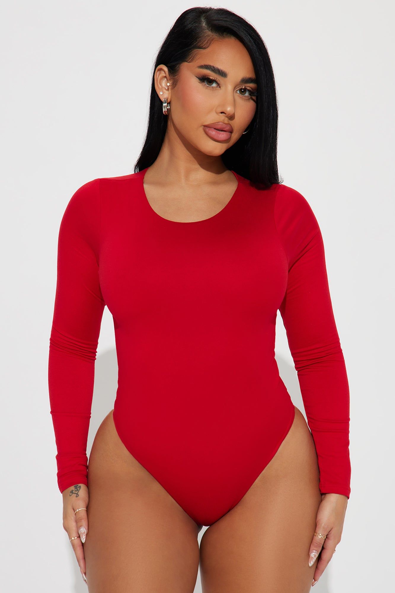 Kari Double Lined Bodysuit - Red sold by Fashion Nova