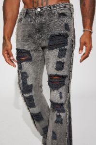 Enduring Dream Slim Stacked Flare Jeans - Grey sold by Fashion Nova