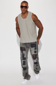 Enduring Dream Slim Stacked Flare Jeans - Grey sold by Fashion Nova