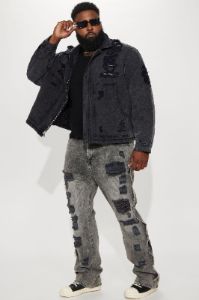 Enduring Dream Slim Stacked Flare Jeans - Grey sold by Fashion Nova