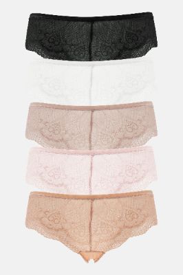 Embrace It Tanga 5 Pack Panties - Black/combo sold by Fashion Nova