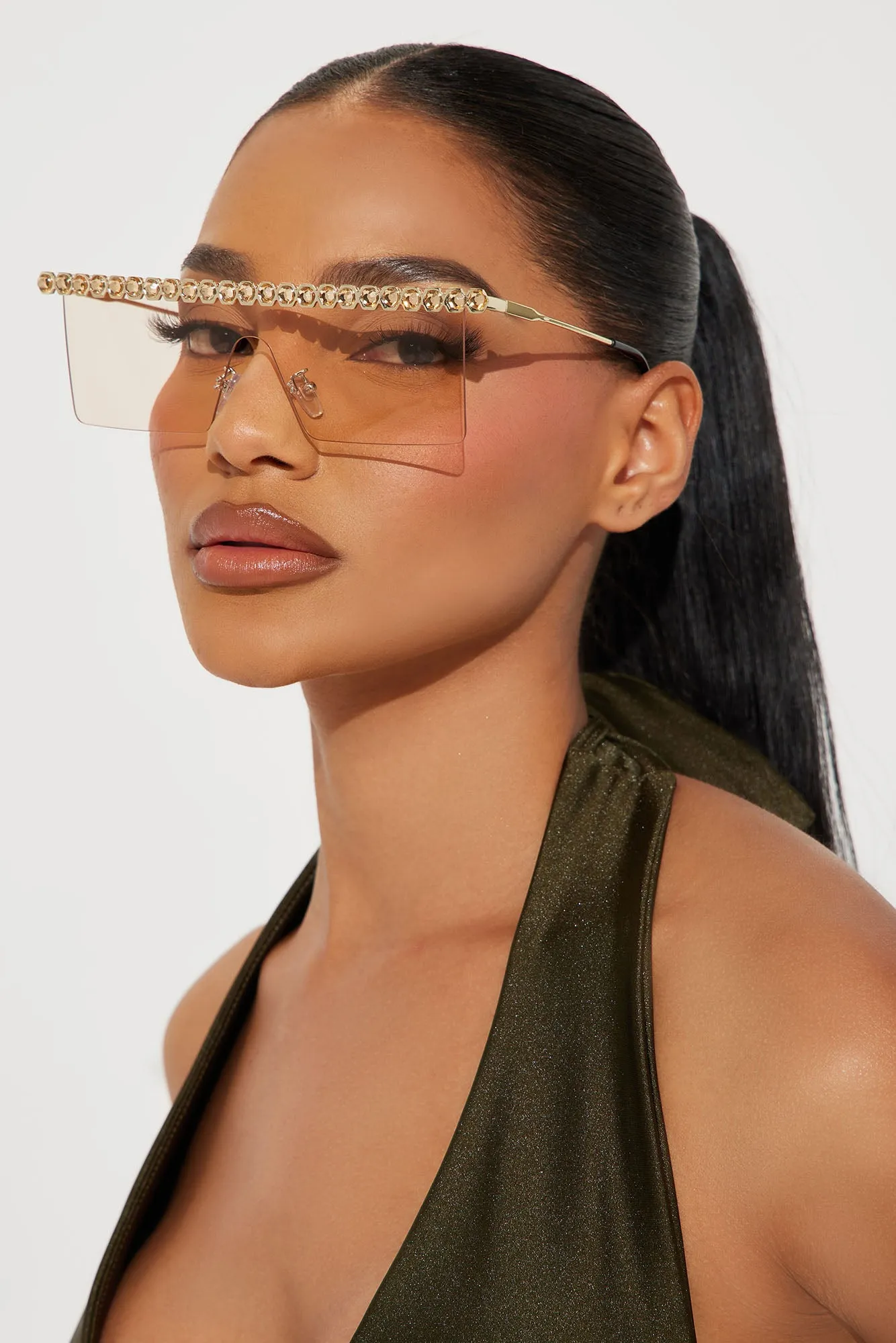 Bedazzle Baddie Sunglasses - Pink sold by Fashion Nova