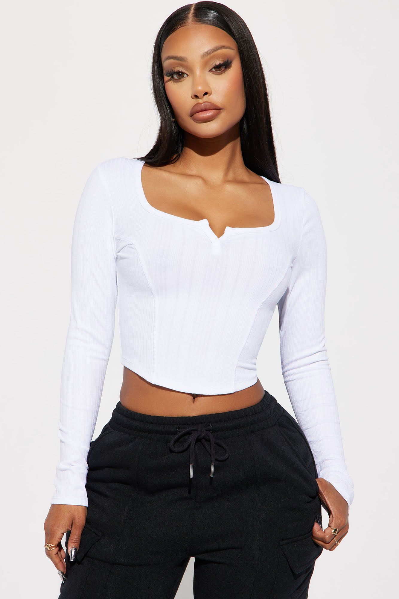 Tamara Ribbed Top - White sold by Fashion Nova
