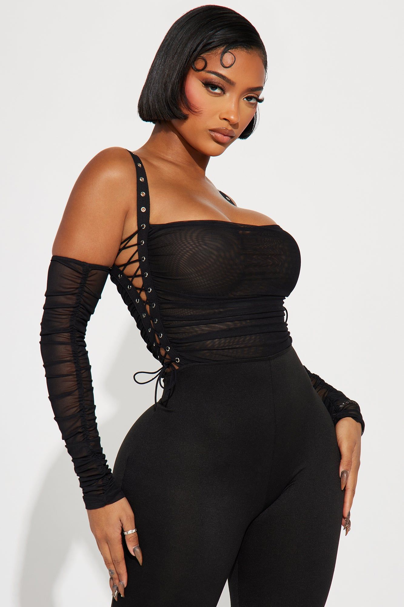 Never Blend In Mesh Jumpsuit - Black sold by Fashion Nova product image thumbnail 2