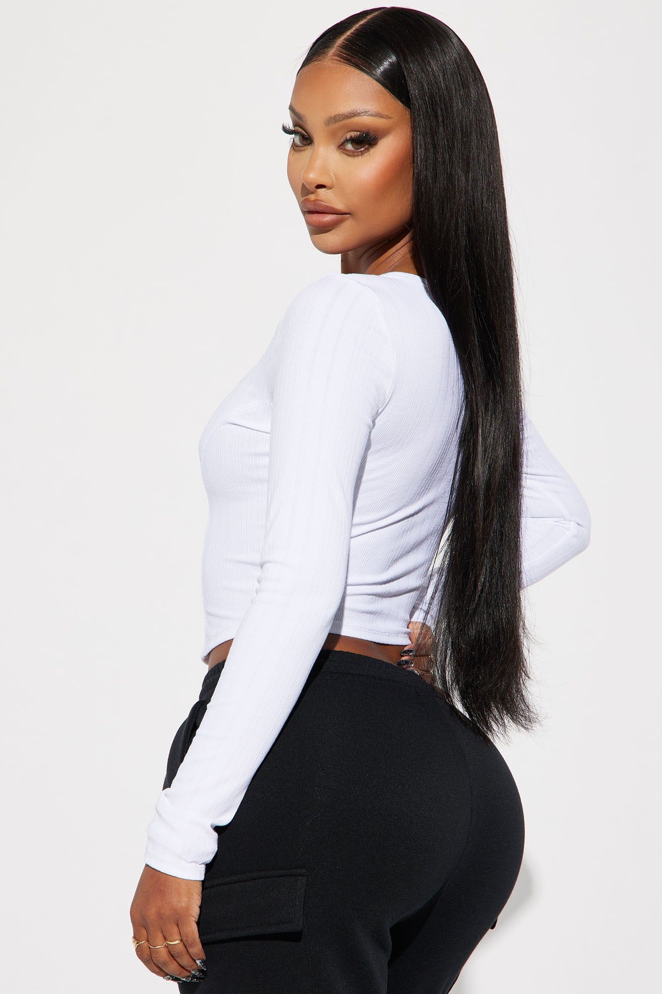 Tamara Ribbed Top - White sold by Fashion Nova product image thumbnail 3
