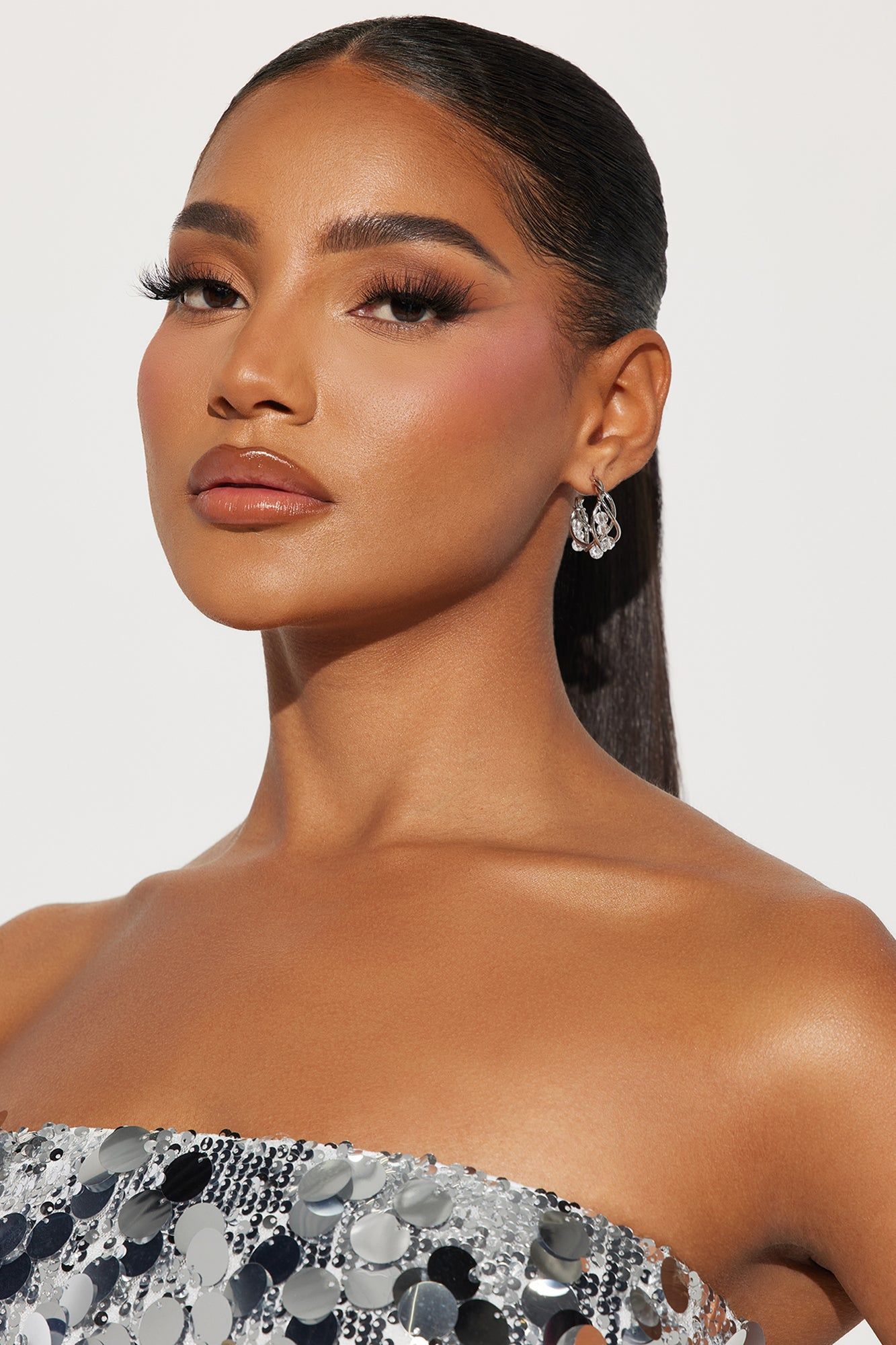 Crystal Girl Hoop Earrings - Silver sold by Fashion Nova product image thumbnail 2