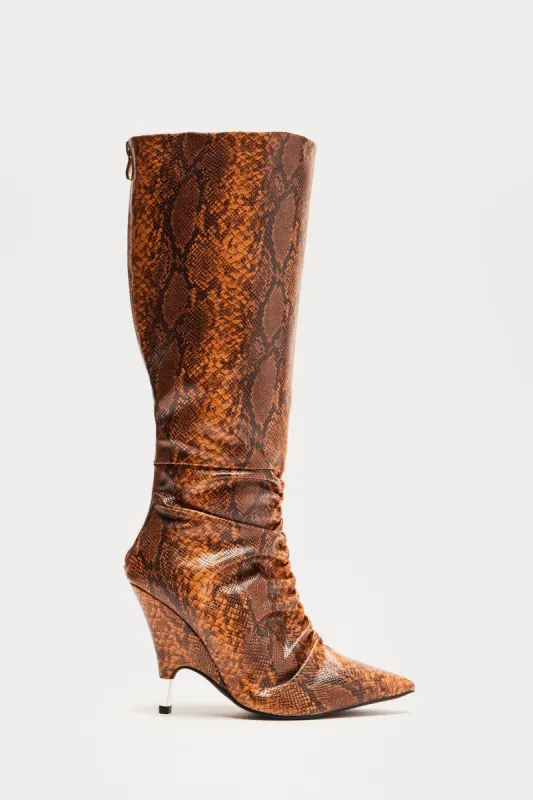Nadia Knee High Boots - Brown Combo sold by Fashion Nova