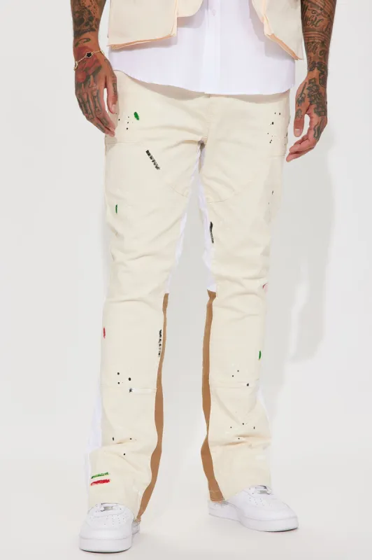 Both Ways Slim Stacked Flared Pants - Cream/combo sold by Fashion Nova