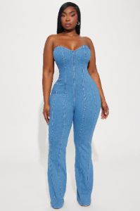 Catch Me Outside Denim Jumpsuit - Medium Wash sold by Fashion Nova