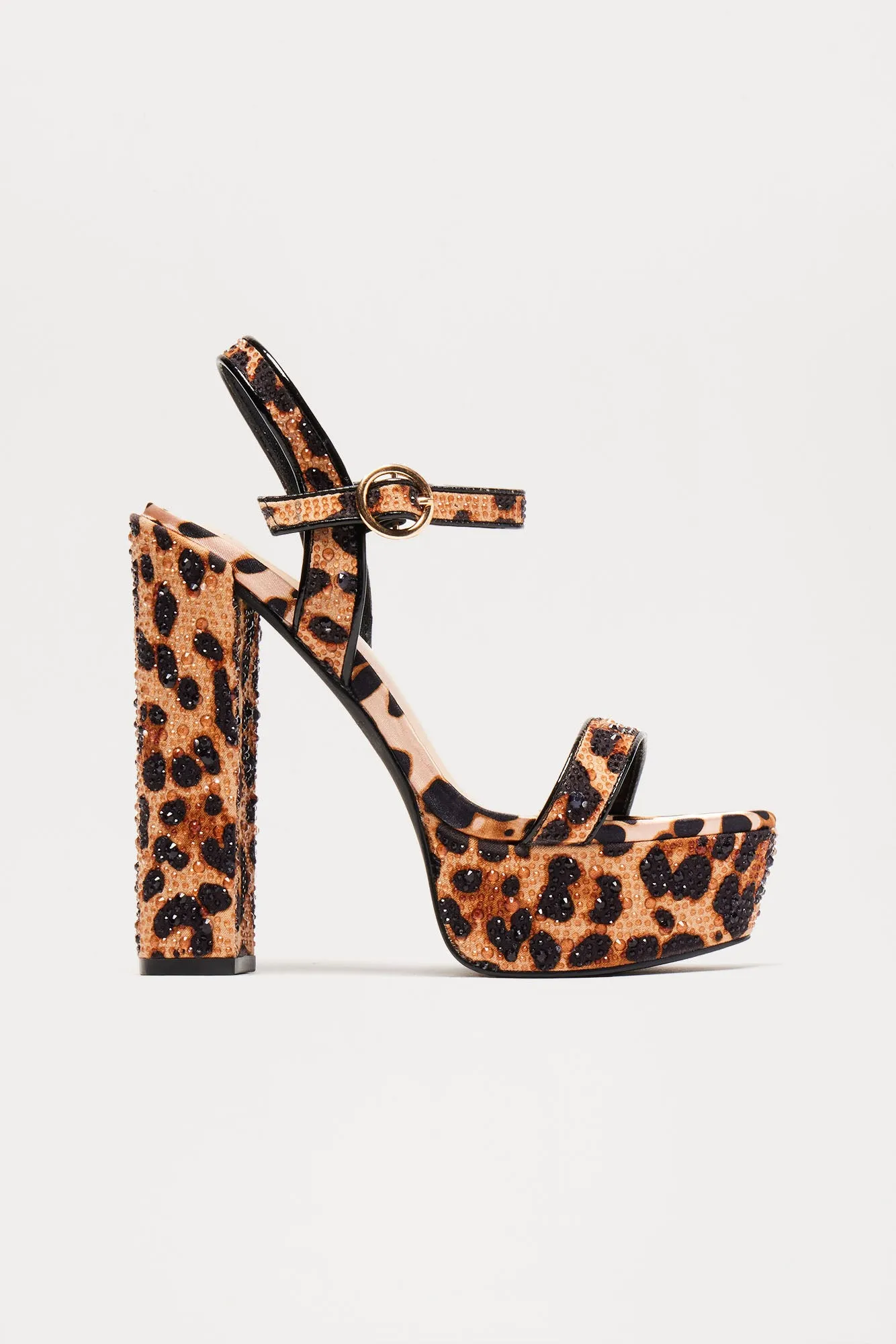 Wild Times Embellished Heels - Leopard sold by Fashion Nova