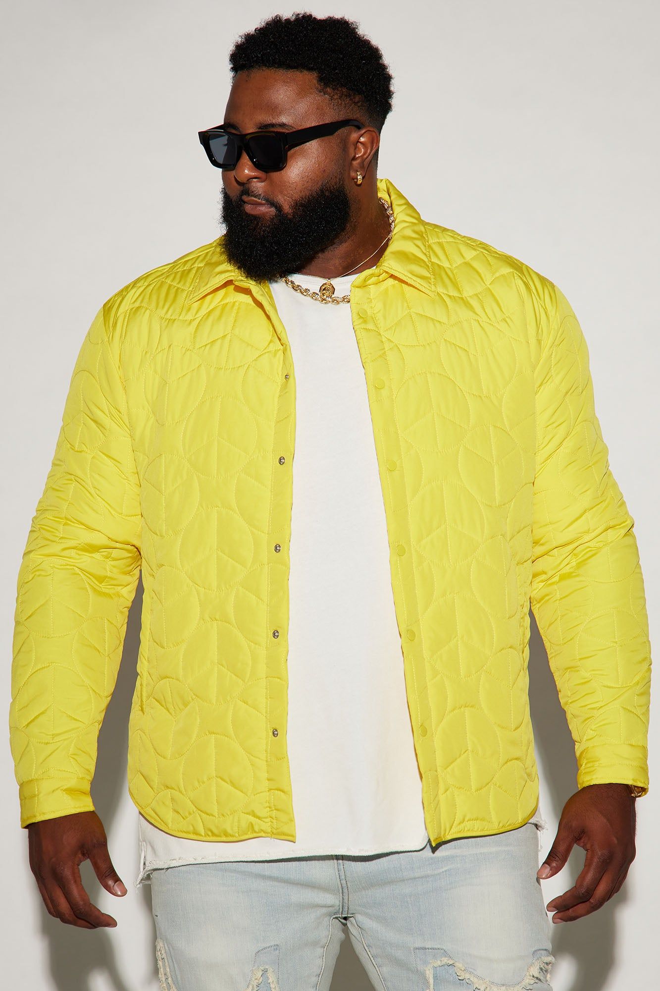 Peace Quilted Nylon Shacket - Yellow sold by Fashion Nova product image thumbnail 2