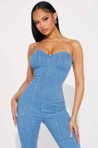 Catch Me Outside Denim Jumpsuit - Medium Wash sold by Fashion Nova