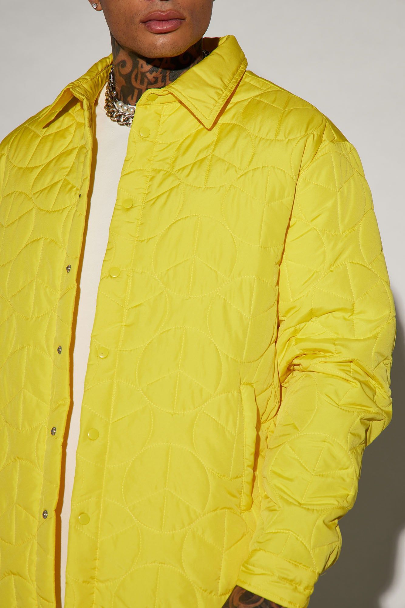 Peace Quilted Nylon Shacket - Yellow sold by Fashion Nova product image thumbnail 4