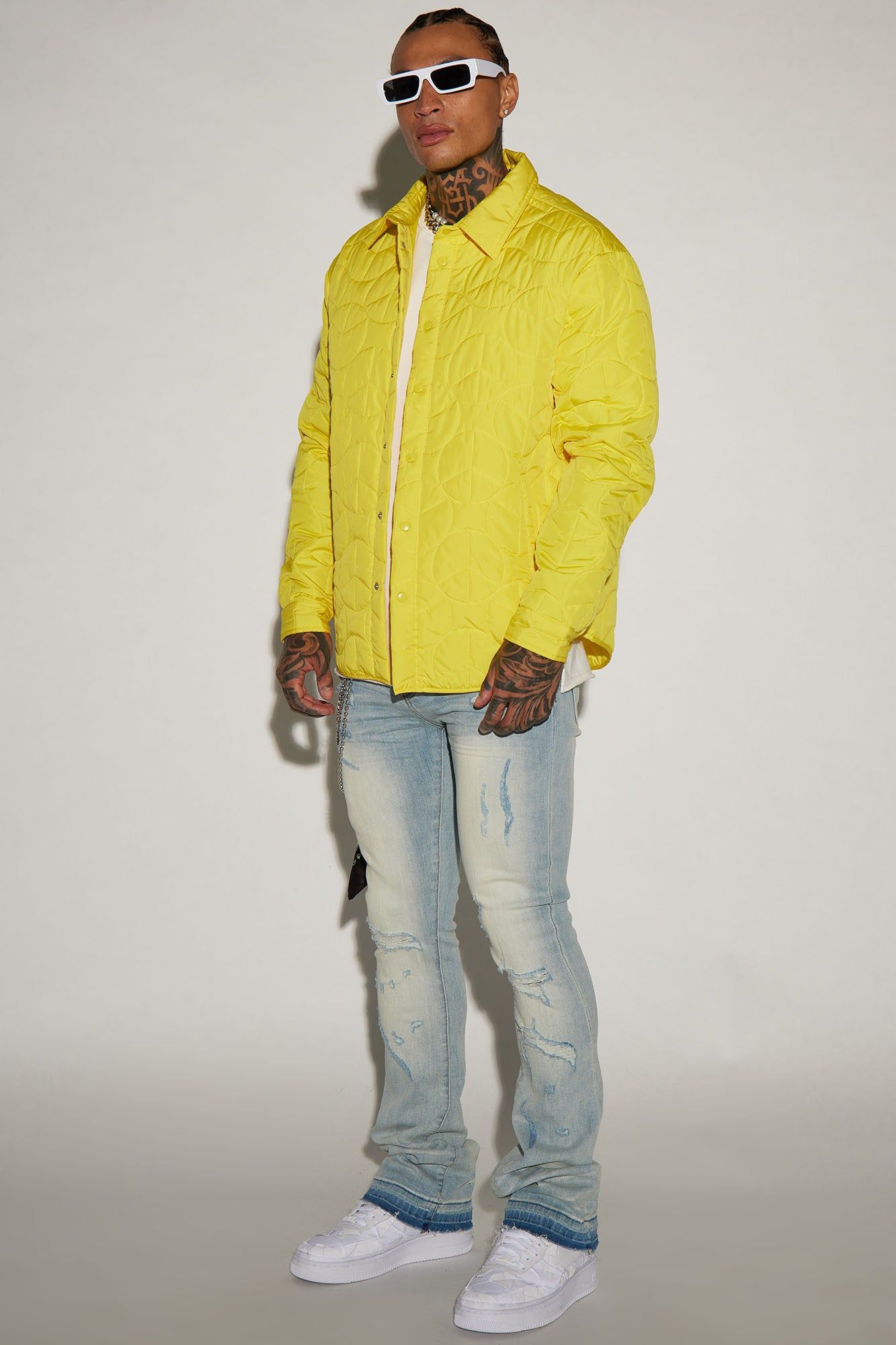 Peace Quilted Nylon Shacket - Yellow sold by Fashion Nova product image thumbnail 3