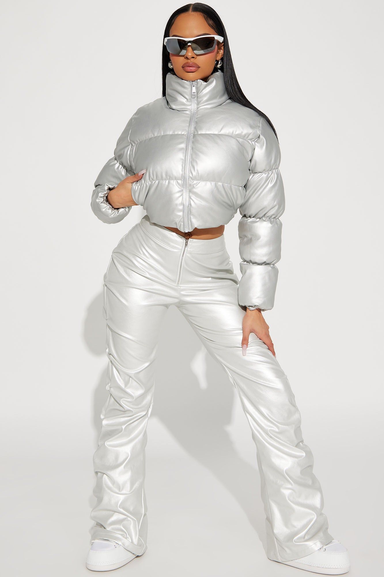 One And Only Quilted Puffer Jacket - Silver sold by Fashion Nova product image thumbnail 2