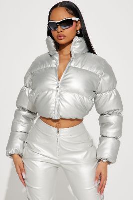 One And Only Quilted Puffer Jacket - Silver made by Fashion Nova