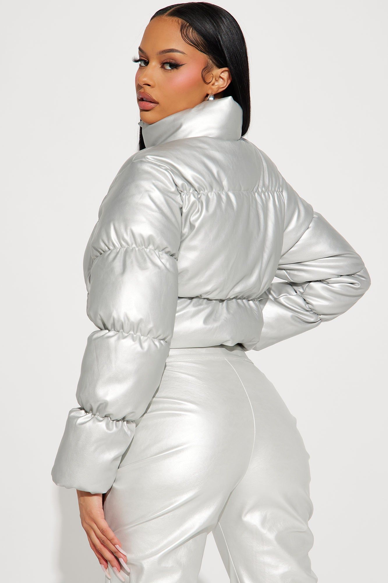 One And Only Quilted Puffer Jacket - Silver sold by Fashion Nova product image thumbnail 4