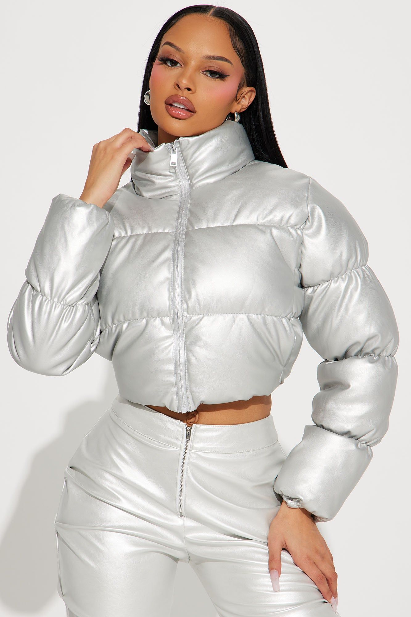 One And Only Quilted Puffer Jacket - Silver sold by Fashion Nova product image thumbnail 3
