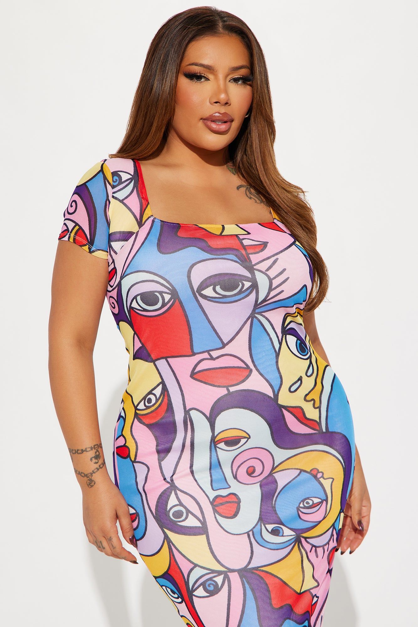 Jenna Portrait Mesh Midi Dress - Multi Color sold by Fashion Nova product image thumbnail 4