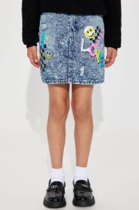 Mini Acid Wash Screen Denim Skirt - Light Wash sold by Fashion Nova