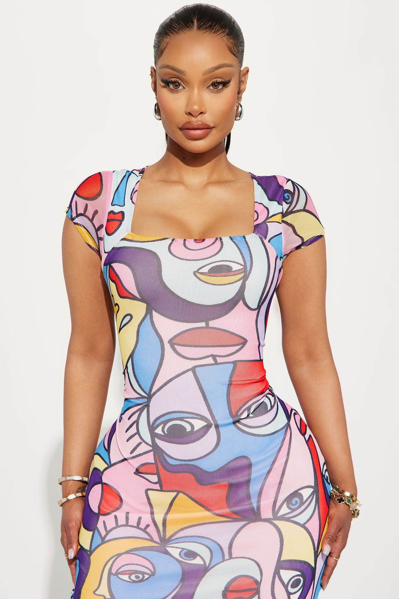 Jenna Portrait Mesh Midi Dress - Multi Color sold by Fashion Nova product image thumbnail 2