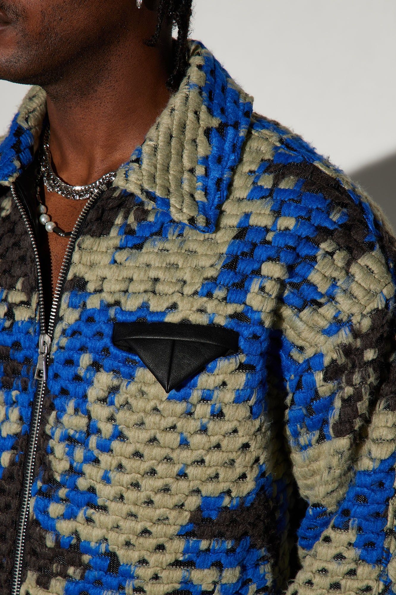 Newbury Jacquard Cropped Jacket - Blue/combo sold by Fashion Nova product image thumbnail 3