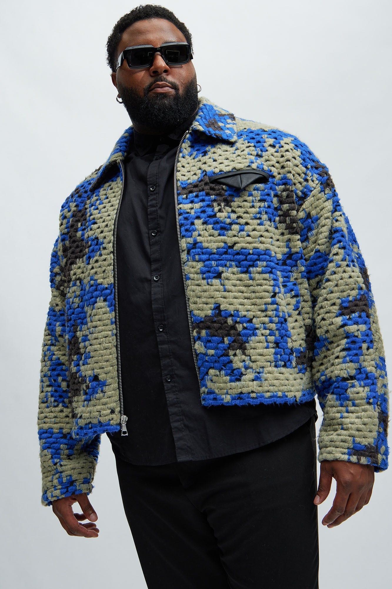 Newbury Jacquard Cropped Jacket - Blue/combo sold by Fashion Nova product image thumbnail 5