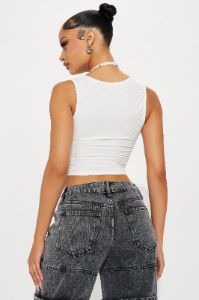 Aubrey Cut Out Ribbed Top - White sold by Fashion Nova