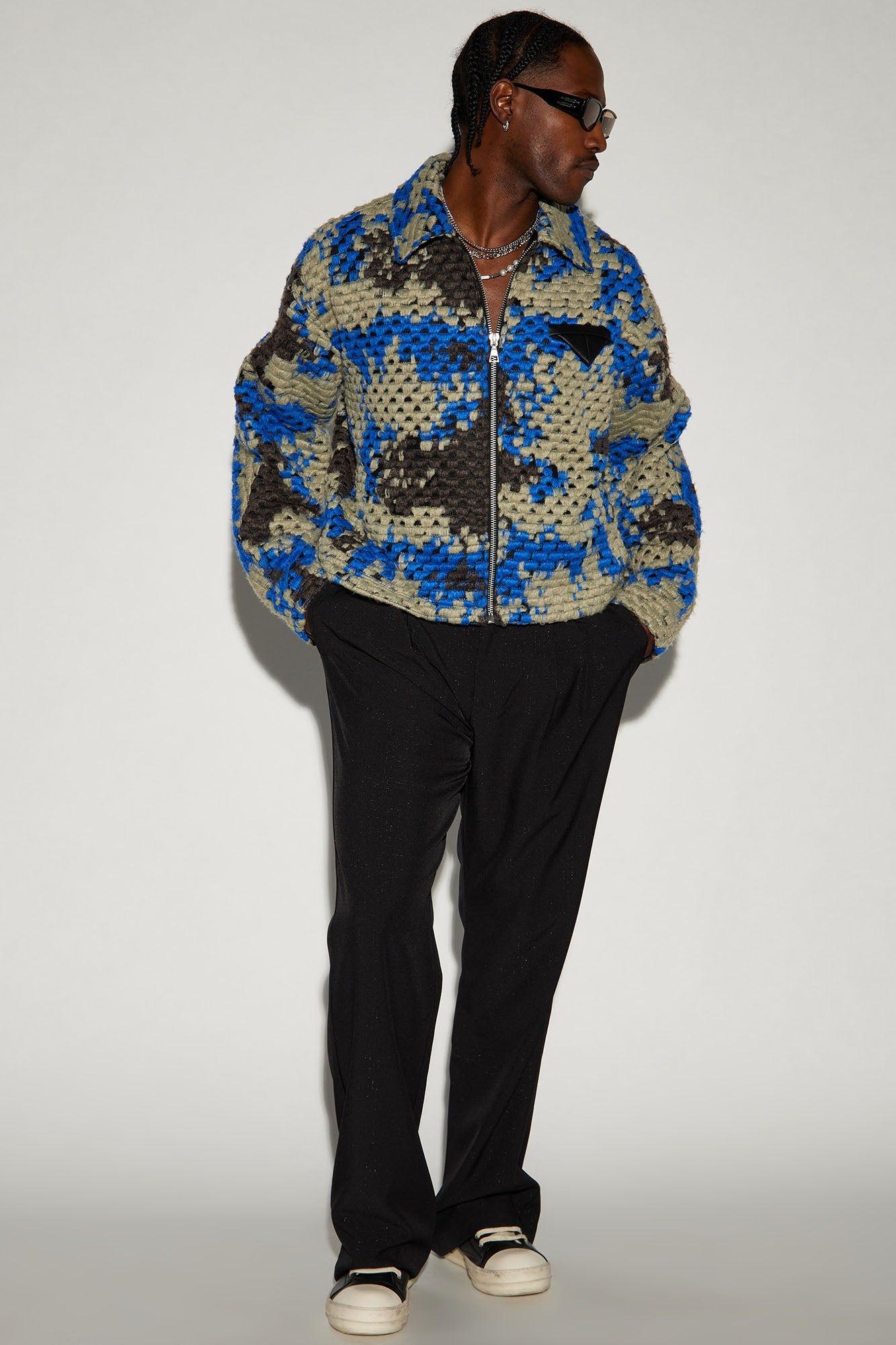 Newbury Jacquard Cropped Jacket - Blue/combo sold by Fashion Nova product image thumbnail 2
