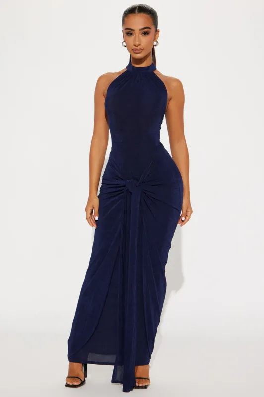 Lisa Knot Maxi Dress - Navy sold by Fashion Nova