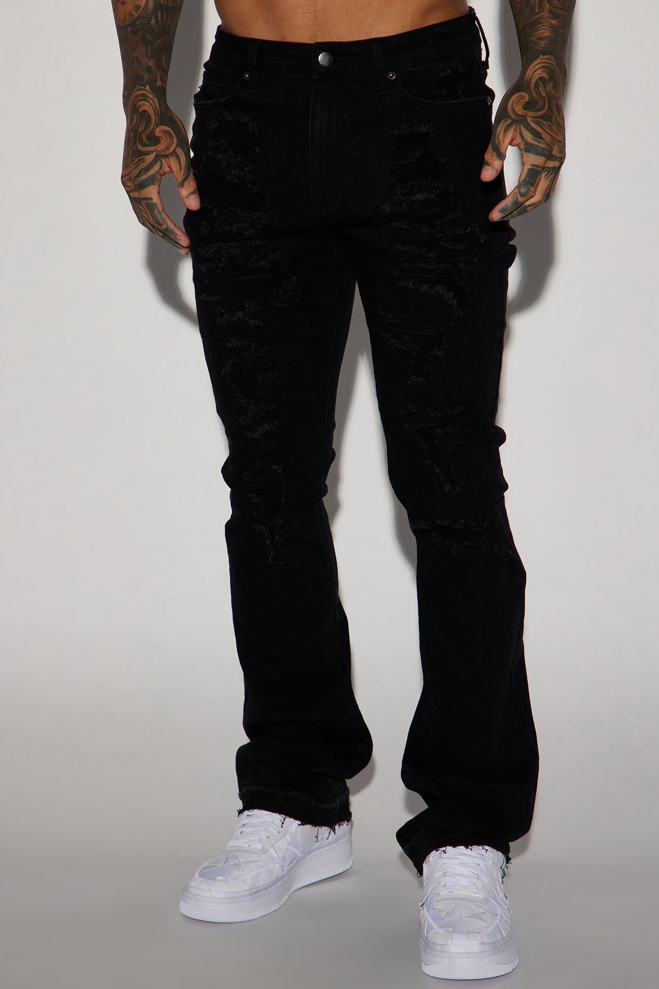 Anytime Stacked Skinny Flare Jeans - Black sold by Fashion Nova product image thumbnail 4