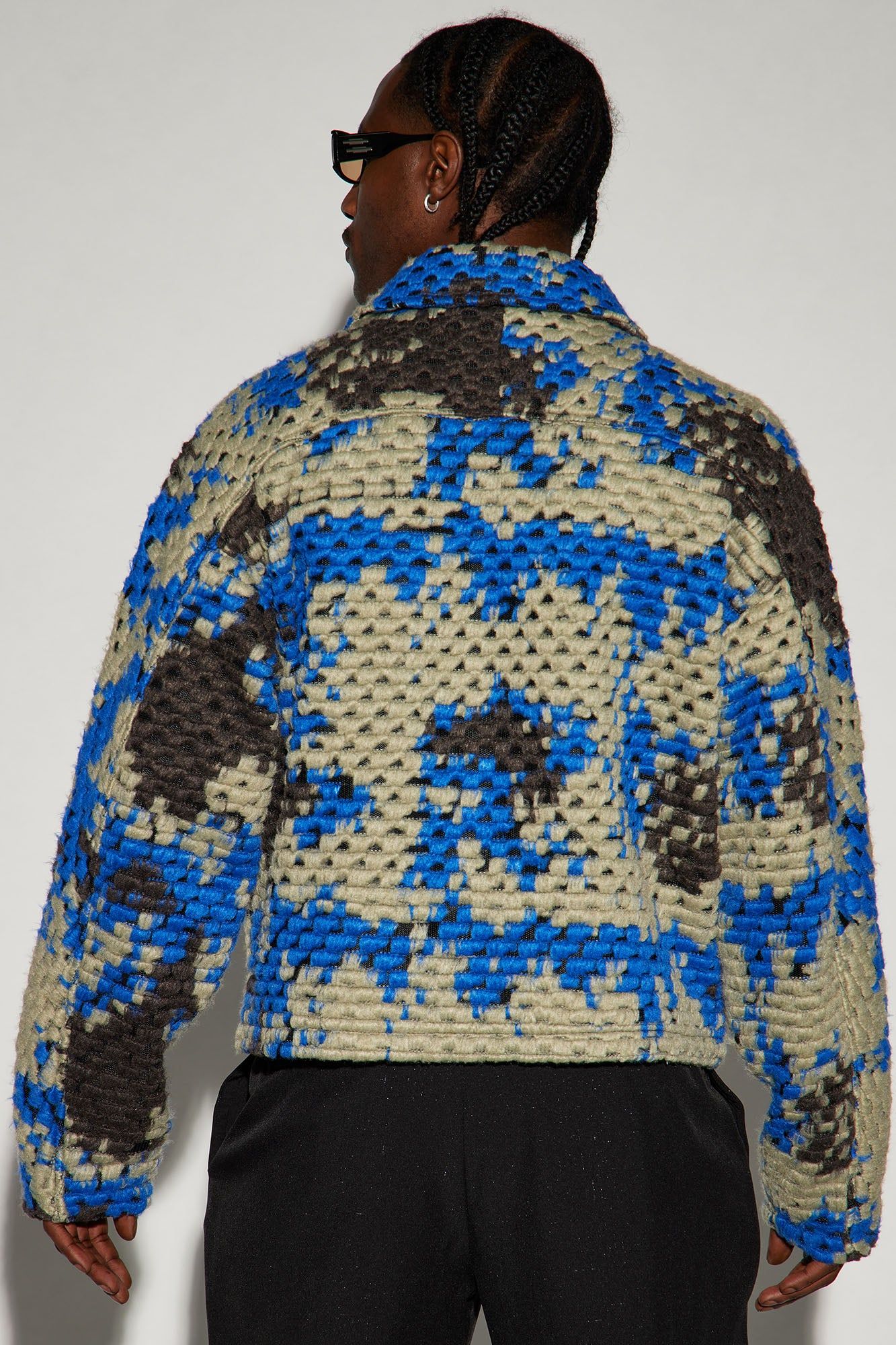 Newbury Jacquard Cropped Jacket - Blue/combo sold by Fashion Nova product image thumbnail 4