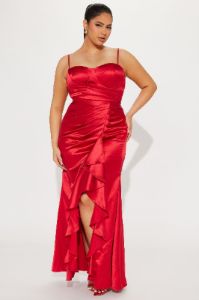 Camilla Satin Gown - Red sold by Fashion Nova