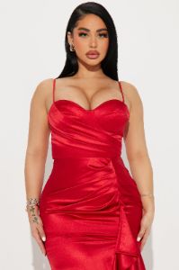 Camilla Satin Gown - Red sold by Fashion Nova