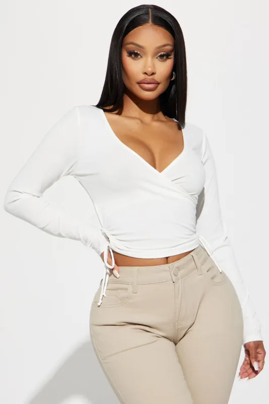 Shyann Surplice Top - Off White sold by Fashion Nova