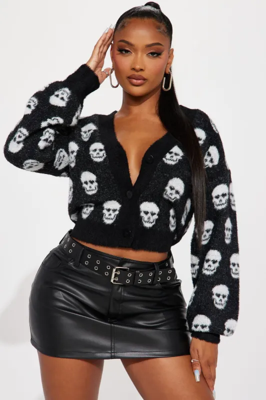 Skull Baddie Cardigan - Black/combo sold by Fashion Nova