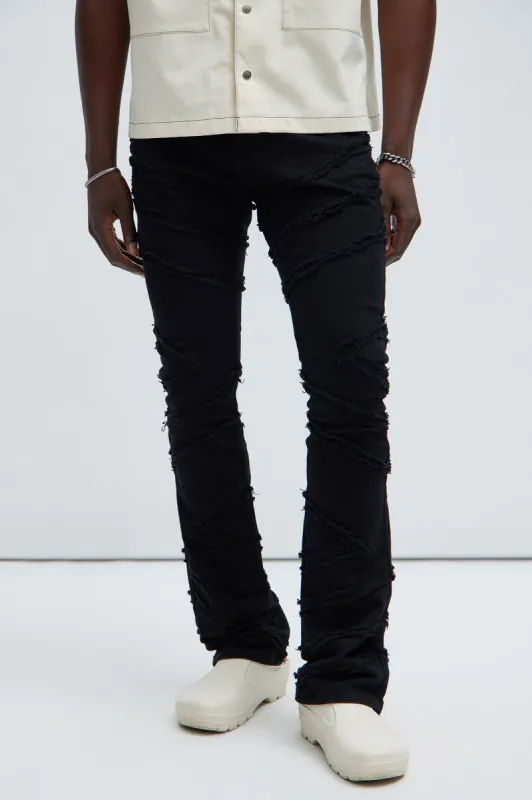 Check Me Out Fray Stacked Skinny Flare Pants - Black sold by Fashion Nova