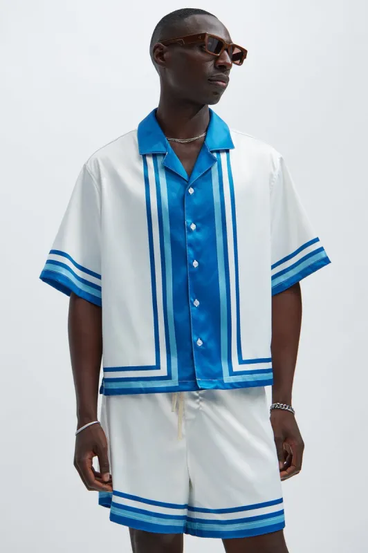 Edgar Printed Stripes Shirt - White/combo sold by Fashion Nova