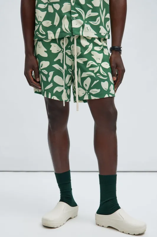 Hala Textured Warmup Shorts - Green/combo sold by Fashion Nova