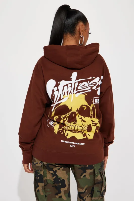 Limitless Graphic Hoodie - Brown sold by Fashion Nova