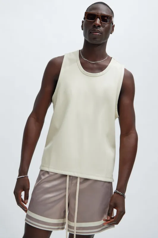 Erickson Faux Leather Tank - Off White sold by Fashion Nova