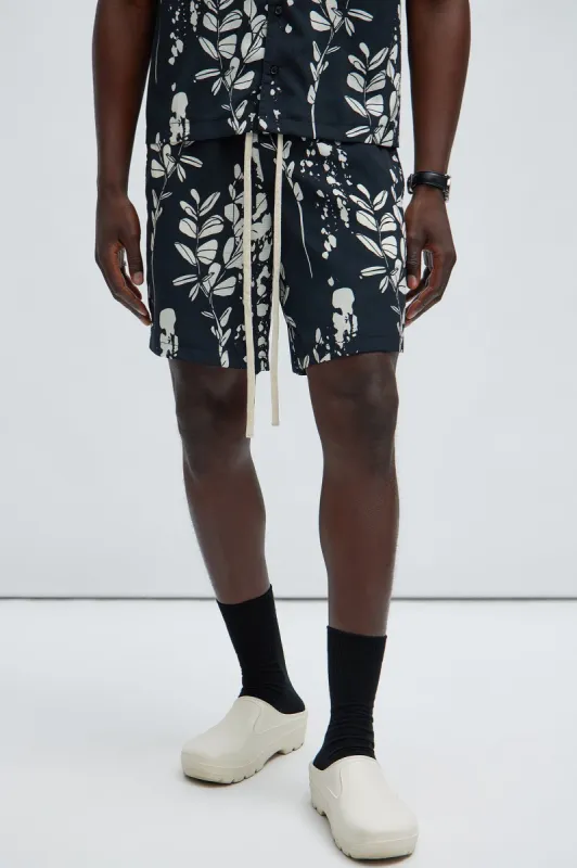 Dark Flor Textured Shorts - Black/combo sold by Fashion Nova