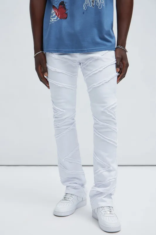 Check Me Out Fray Stacked Skinny Flare Pants - White sold by Fashion Nova