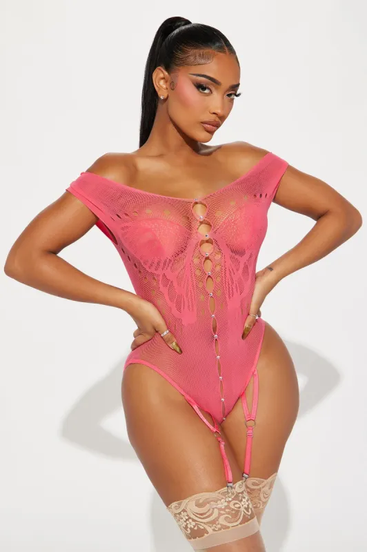 Flying Free Butterfly Garter Bodystocking Teddy - Coral sold by Fashion Nova